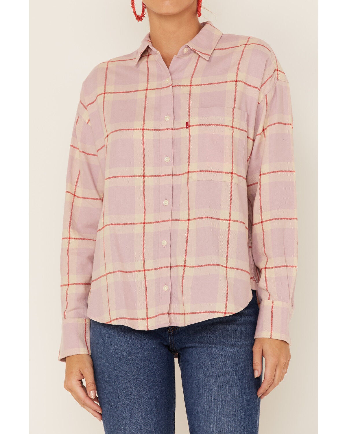 Levi's Women's Plaid Long Sleeve Button 
