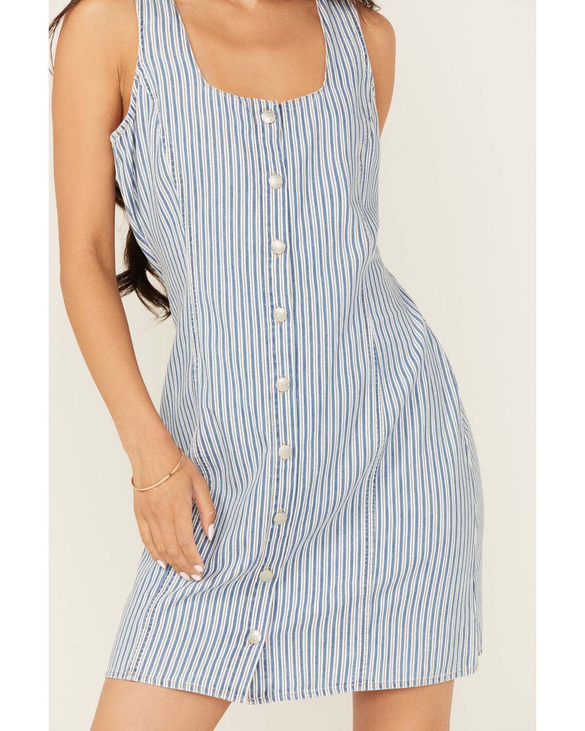 Image #3 - Wrangler Retro Women's Striped Print Sleeveless Button-Down Mini Dress, Blue, hi-res