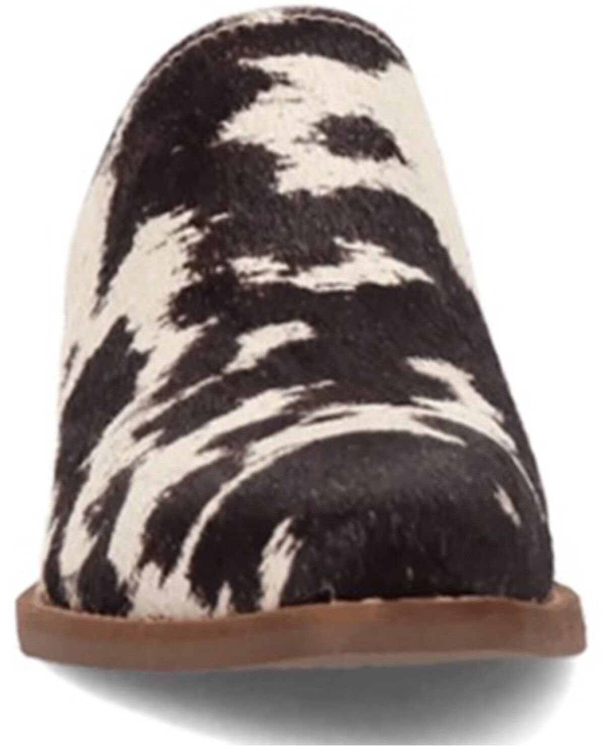 Image #4 - Dingo Women's Calico Hair-On-Hide Mules, Black/white, hi-res