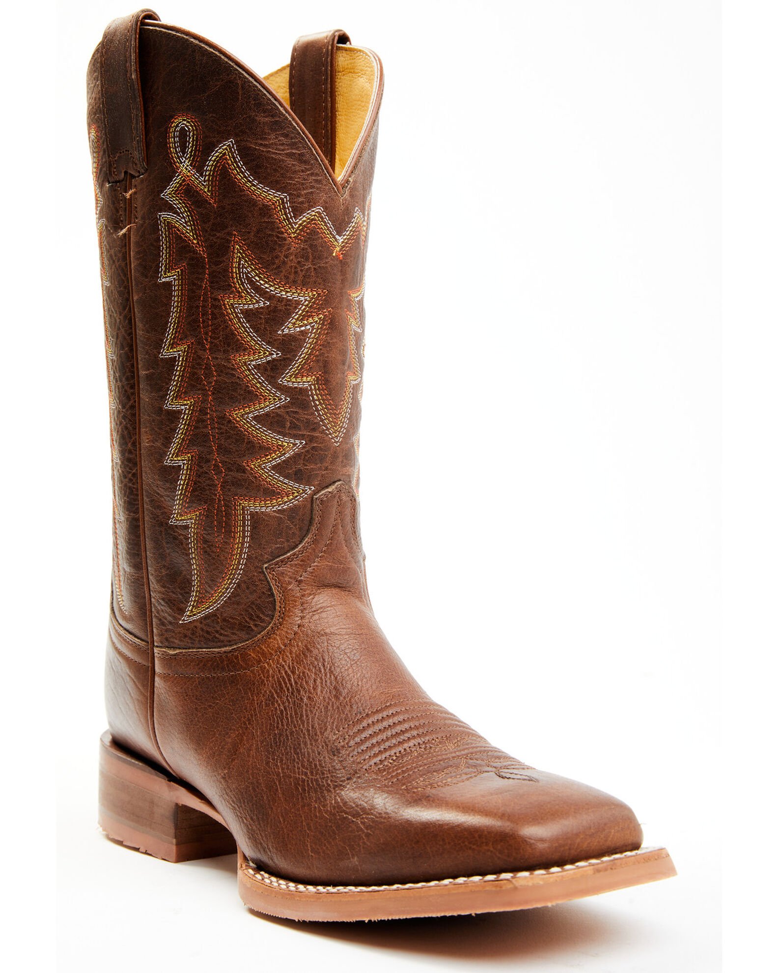Justin Men s Carsen Camel Brown Cowhide Performance Leather Western Boots Square Toe Sheplers