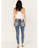Image #1 - Miss Me Women's Medium Wash Mid Rise Downward Wing Skinny Jeans, , hi-res