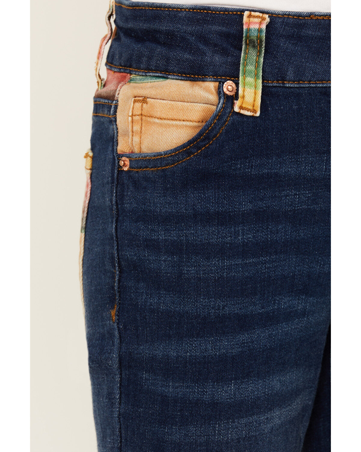 Image #2 - Ranch Dress'n Girls' Medium Wash Serape Pocket Stretch Regular Bootcut Jeans, Blue, hi-res