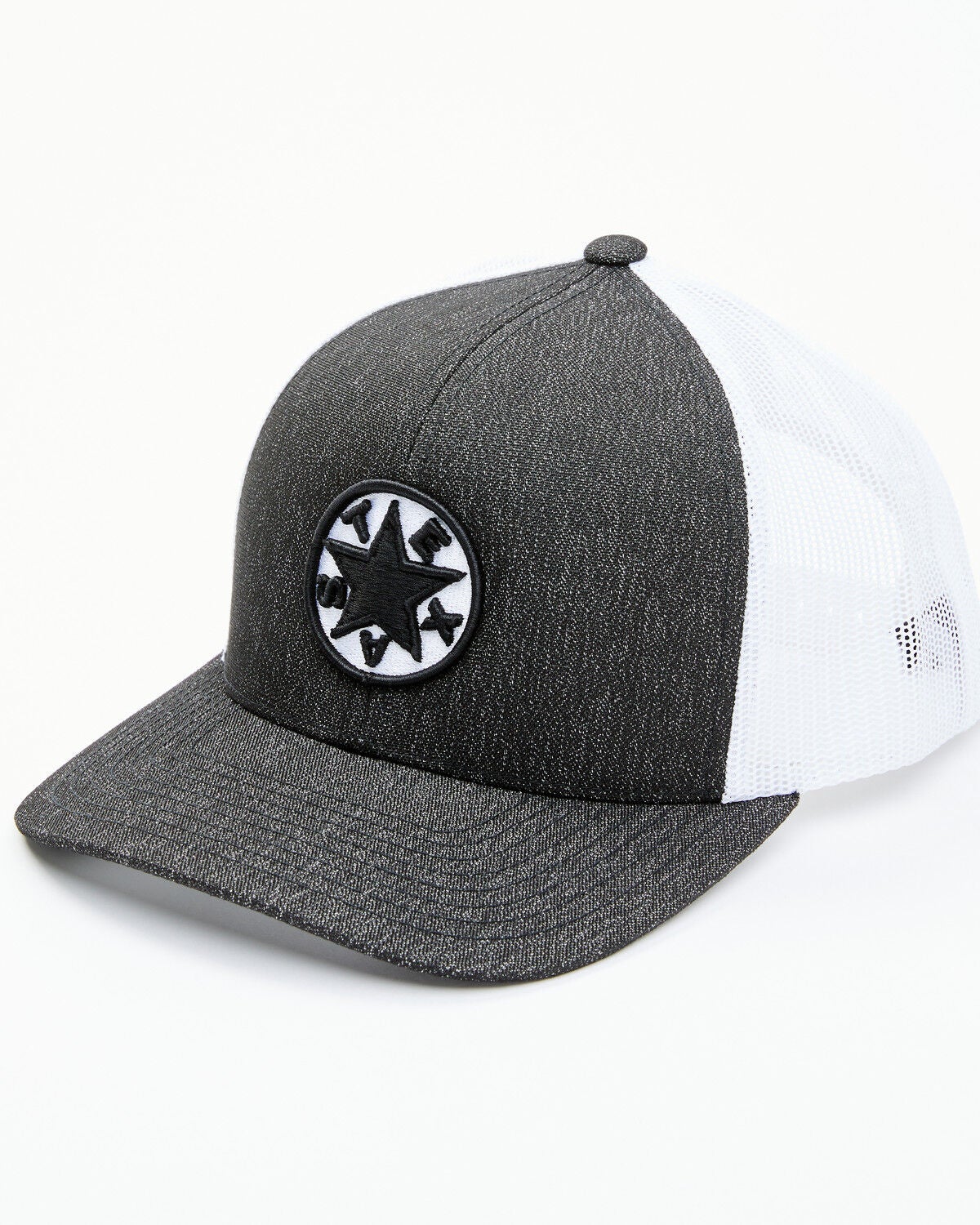 Oil Field Hats Men's Heather Texas Star Patch Mesh-Back Ball Cap, Black, hi-res
