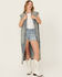 Image #1 - Veveret Women's Long Distressed Denim Vest, Medium Wash, hi-res