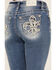 Image #2 - Miss Me Women's Fleur de Lis Medium Wash Mid Rise Bootcut Stretch Denim Jeans, Medium Wash, hi-res