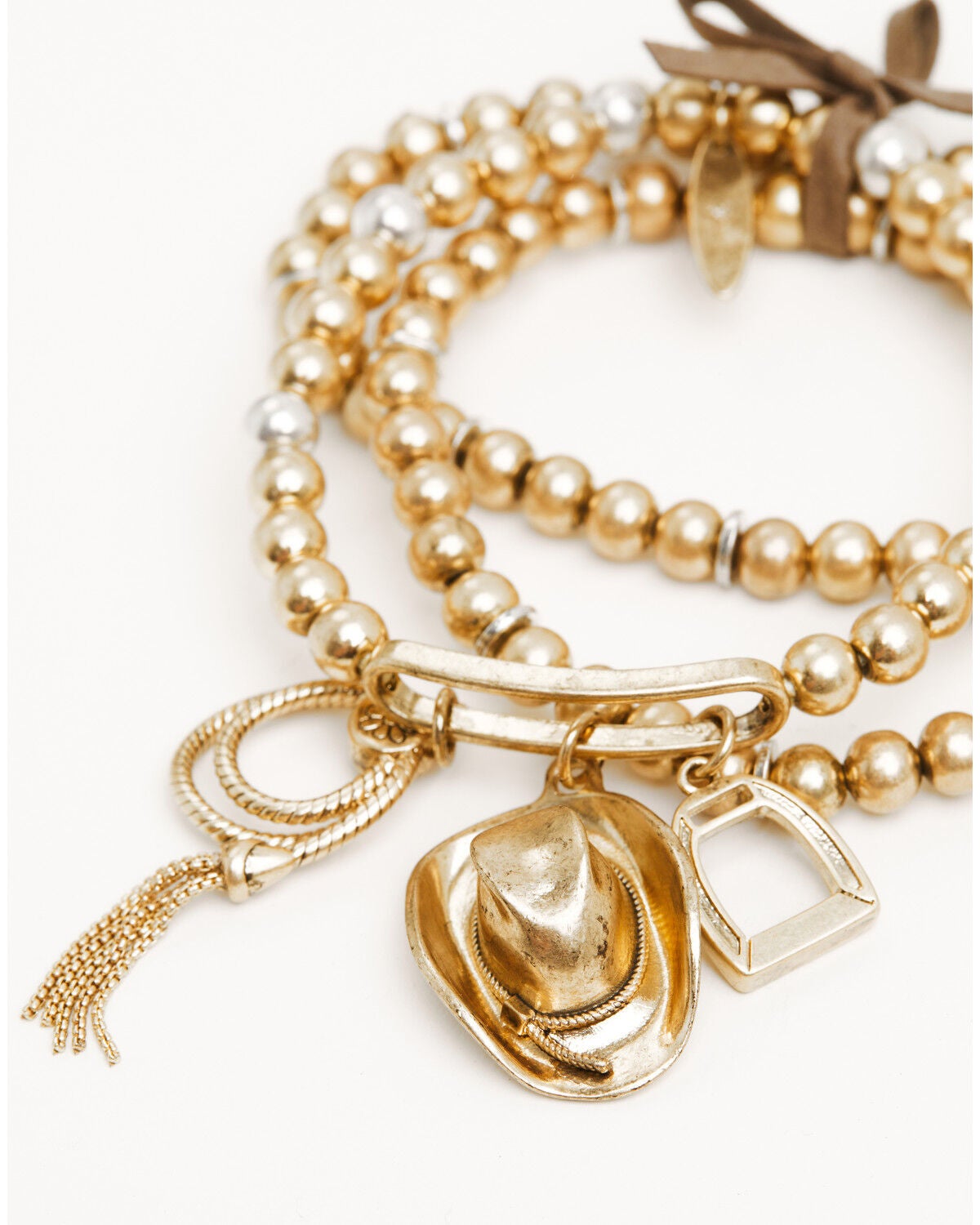 Image #3 - Lainey Wilson Women's Cowboy Hat Charm Stretch Bracelet Set - 3 Piece, Gold, hi-res