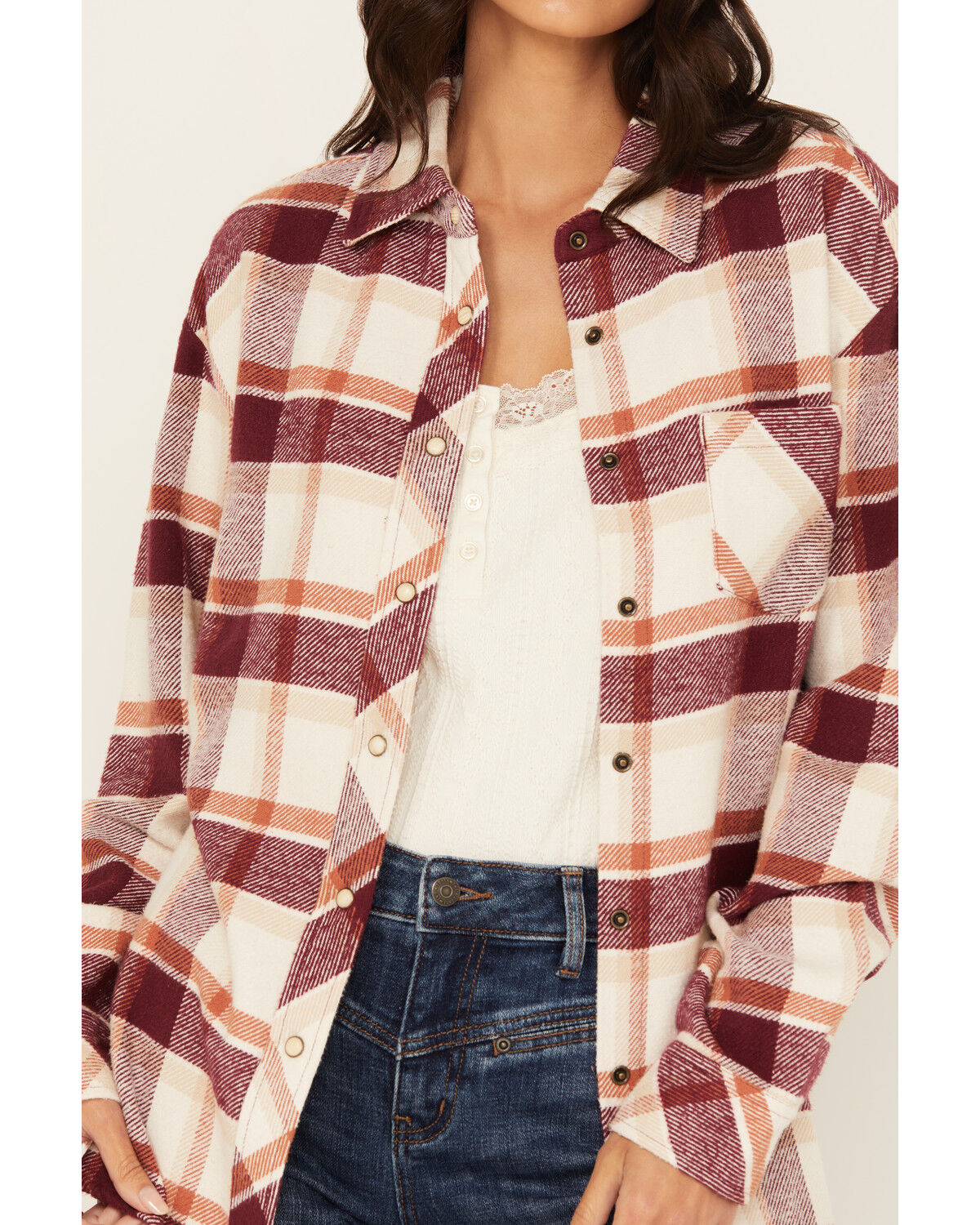 Image #3 - Idyllwind Women's Rendon Plaid Print Long Sleeve Snap Flannel, Pecan, hi-res