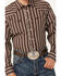 Image #3 - Roper Men's Striped Print Long Sleeve Pearl Snap Western Shirt, Brown, hi-res