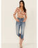 Image #4 - Wild Moss Women's Rust Long Sleeve Floral Button Cinch Front Knit Top, Rust Copper, hi-res