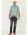 Rock & Roll Denim Men's Solid Bright Turquoise Knit Short Sleeve Polo Shirt , Turquoise, hi-res