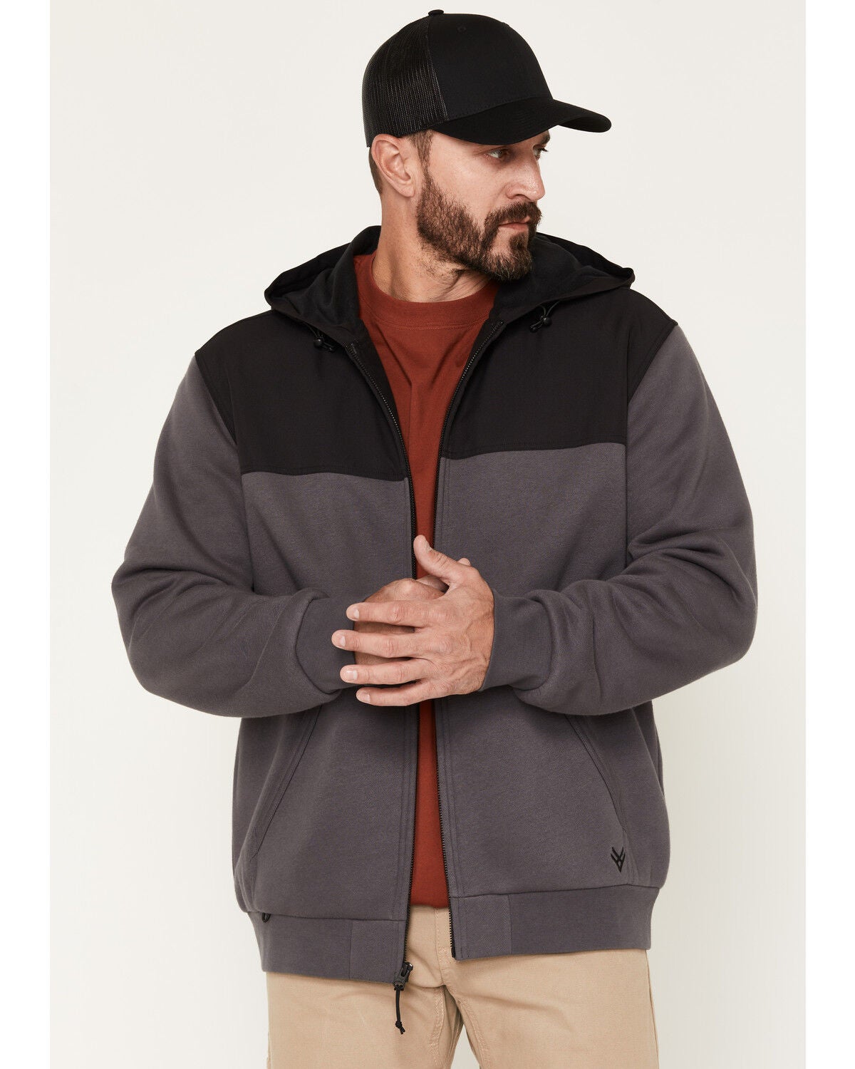 Image #1 - Hawx Men's Hard Face Full Zip Fleece Hooded Sweatshirt, Charcoal, hi-res