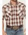 Image #3 - Ely Walker Men's Plaid Print Short Sleeve Snap Western Shirt, Burgundy, hi-res