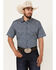 Image #1 - Cody James Men's Open Meadow Floral Print Short Sleeve Button-Down Stretch Western Shirt, Navy, hi-res