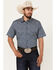 Image #1 - Cody James Men's Open Meadow Floral Print Short Sleeve Button-Down Stretch Western Shirt , Navy, hi-res