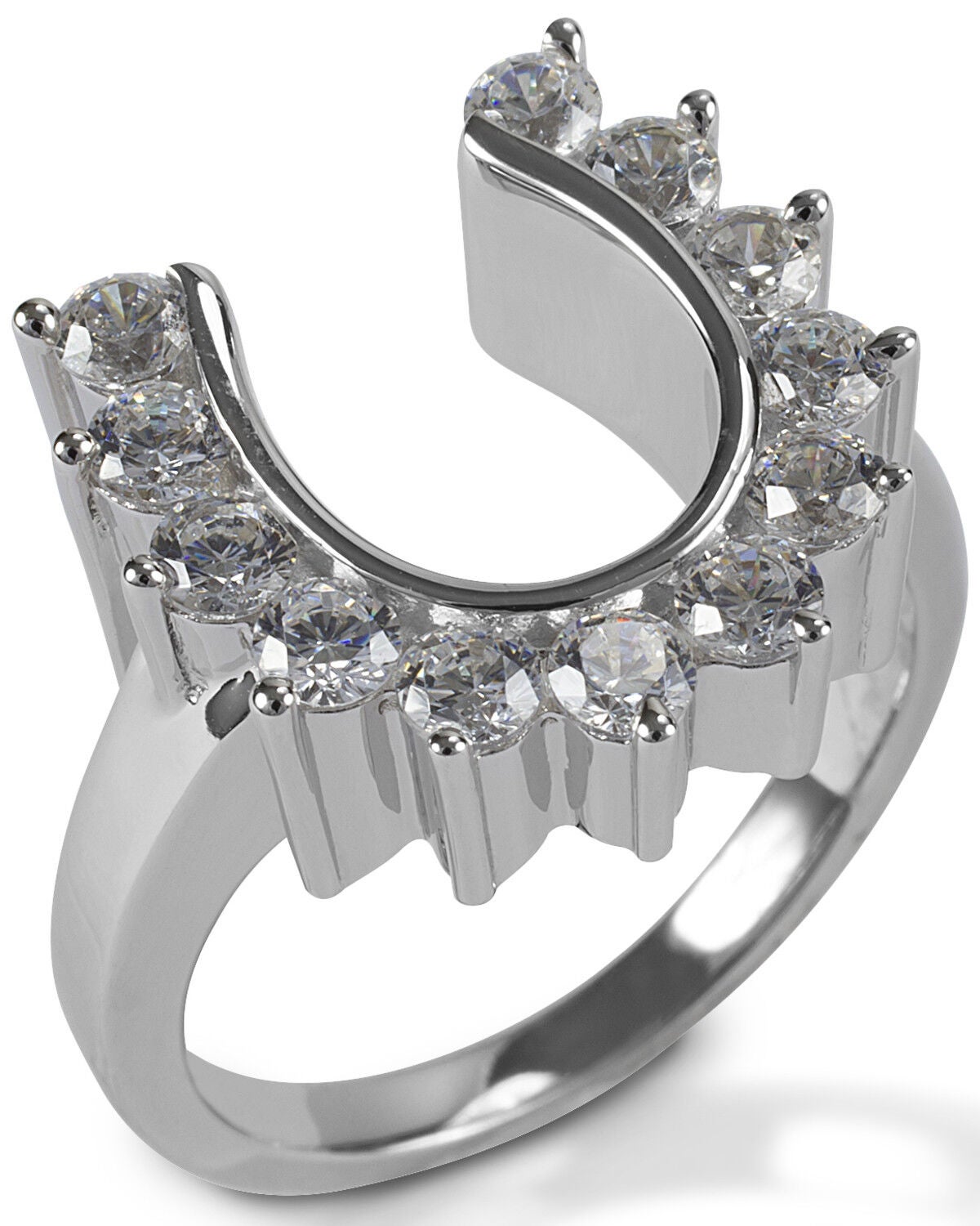 Kelly Herd Women's Outside Set Horseshoe Ring, Silver, hi-res