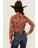 Image #4 - Cruel Girl Girls' Paisley Print Long Sleeve Button-Down Western Shirt , Coral, hi-res
