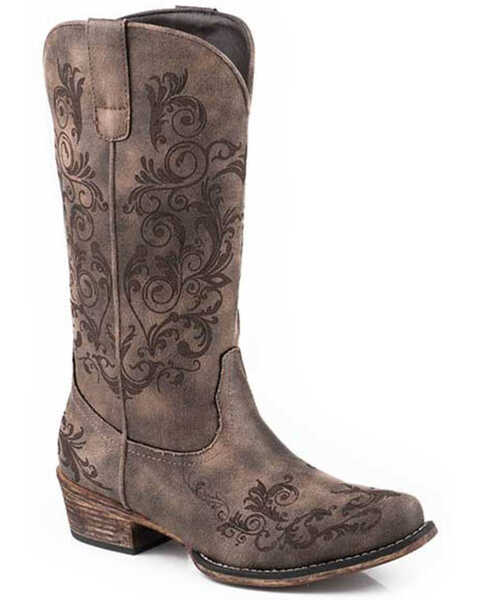 Image #1 - Roper Women's Tall Stuff Western Boots - Snip Toe, Brown, hi-res