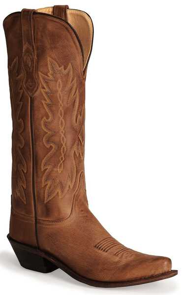 Old West Women's Distressed Leather Western Boots - Snip Toe, Tan, hi-res