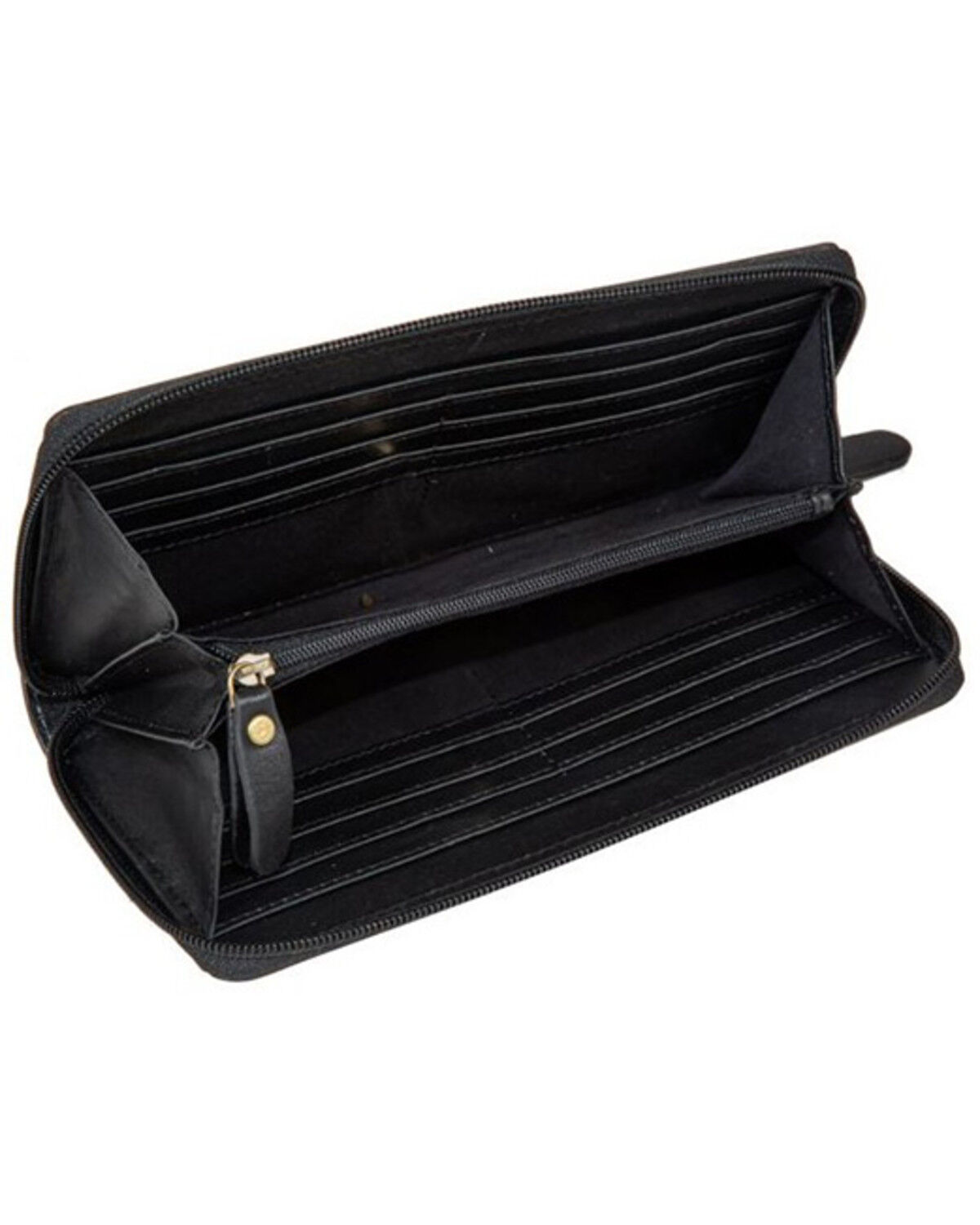 Image #2 - Myra Bag Women's Rose of the Desert Hand-Tooled Wallet, Black, hi-res