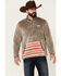 Image #1 - Hooey Men's Stripe Pocket 1/4 Zip Fleece Pullover, Brown, hi-res