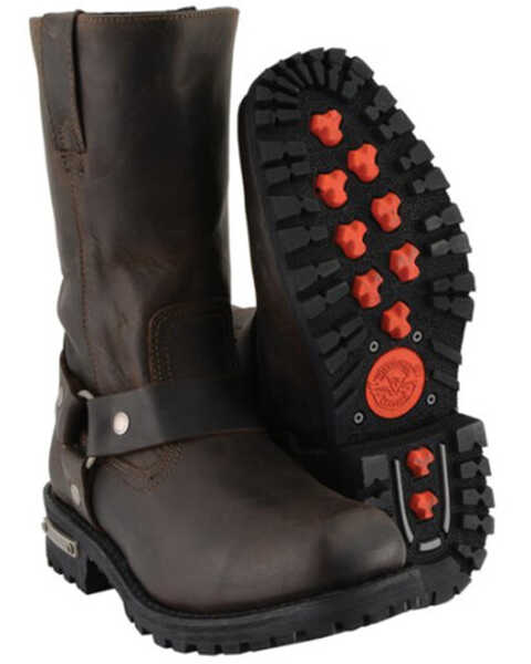 Image #3 - Milwaukee Leather Men's 11" Harness Motorcycle Boots - Square Toe, Brown, hi-res