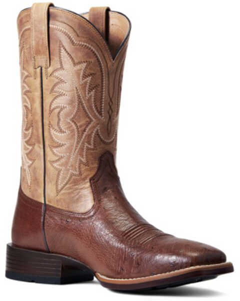 Ariat Men's Smooth Quill Ostrich Night Life Ultra Exotic Western Boot - Broad Square Toe , Brown, hi-res
