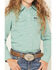 Image #3 - Wrangler Girls' Solid Long Sleeve Snap Western Shirt, Teal, hi-res