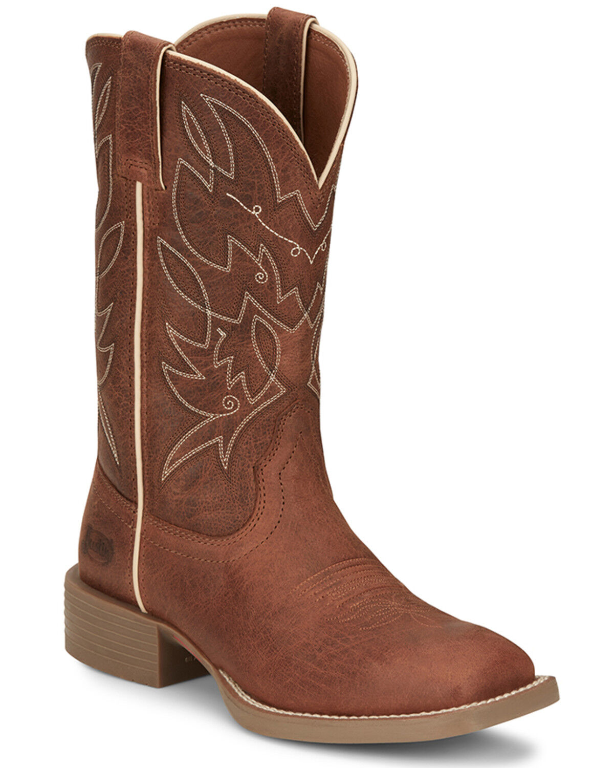 Image #1 - Justin Women's Halter Western Boots - Broad Square Toe, Cognac, hi-res