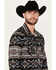 Image #2 - Rock & Roll Denim Men's Southwestern Print Stretch Long Sleeve Snap Western Shirt, Charcoal, hi-res