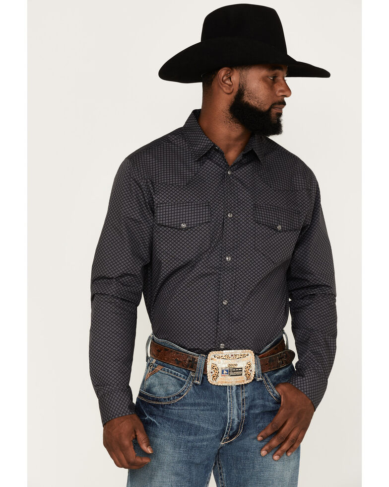 Gibson Men's Night Run Geo Print Snap Western Shirt , Grey, hi-res