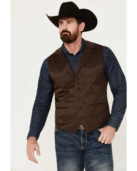 Image #1 - Cody James Men's Nashville Paisley Print Dress Vest, Brown, hi-res