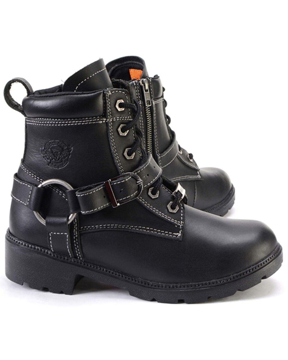 Image #2 - Milwaukee Leather Women's 7" Lace-To-Toe Harness Motorcycle Boots - Round Toe, Black, hi-res