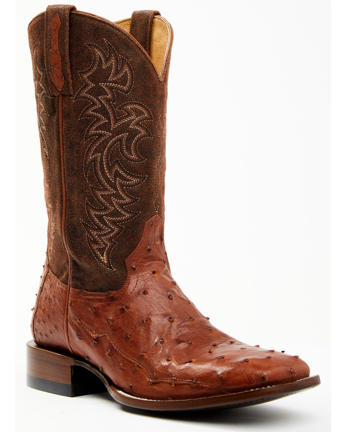 Cody James Men's Brandy Genuine Ostrich Exotic Western Boot Broa 並行輸入品 Cody James Men\u0027s Brandy Exotic Python Western Boots - Broad Square