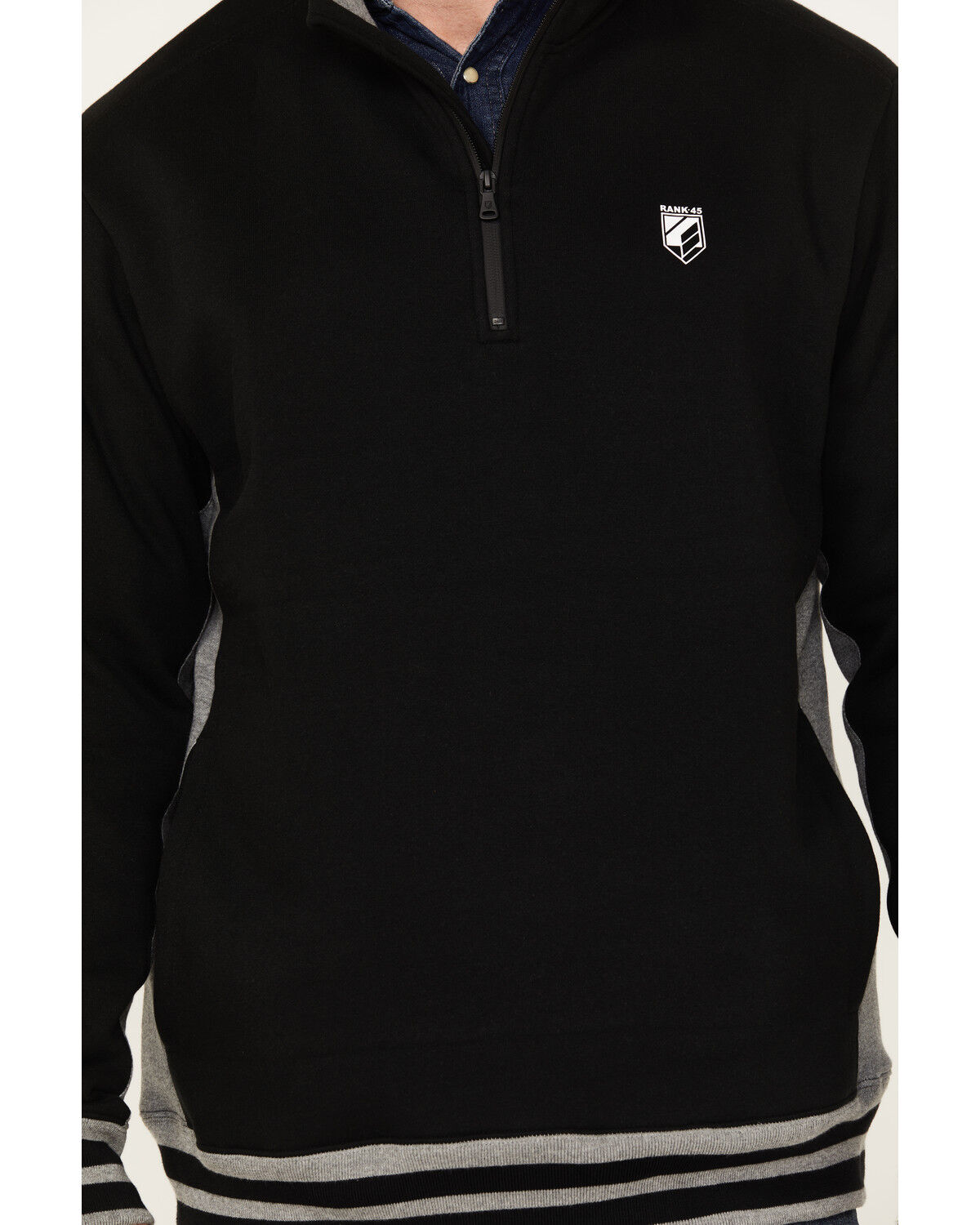 Image #3 - RANK 45® Men's Bring it 1/4 Zip Pullover, Black, hi-res