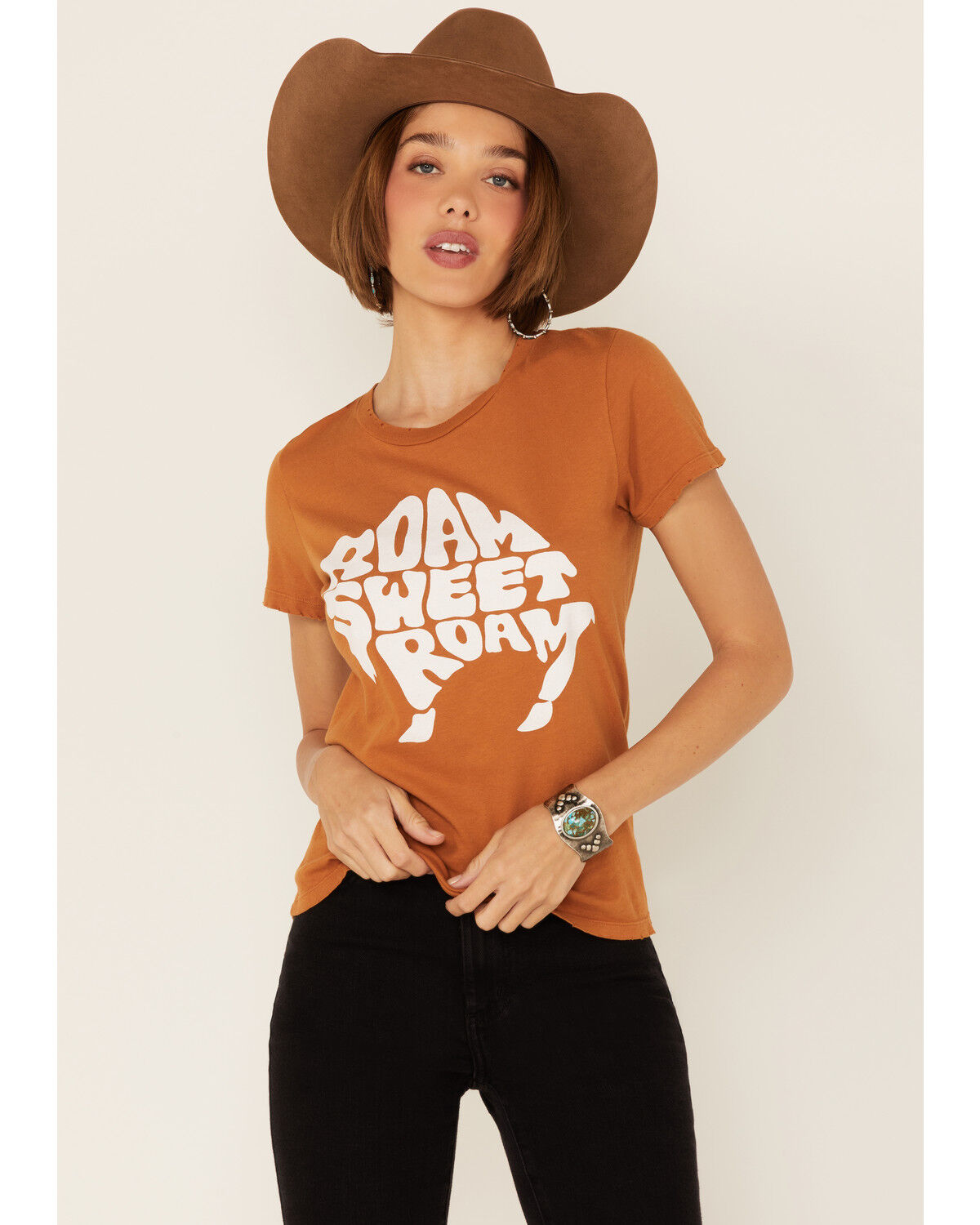 Image #1 - Bandit Women's Roam Sweet Roam Graphic Short Sleeve Tee, Cognac, hi-res