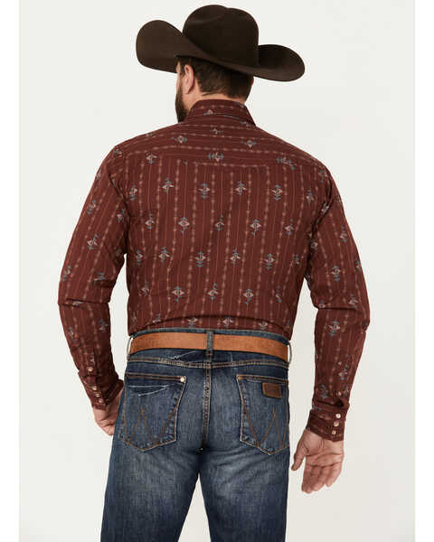 Image #4 - Tin Haul Men's Arrowhead Long Sleeve Western Snap Shirt, Wine, hi-res