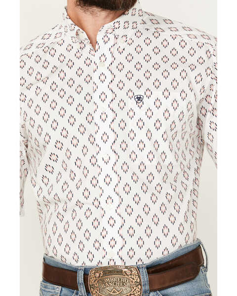 Image #3 - Ariat Men's Terrance Southwestern Print Short Sleeve Button-Down Western Shirt , White, hi-res