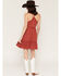 Image #4 - Shyanne Women's Racerback Lace Trim Mini Dress, Chilli, hi-res