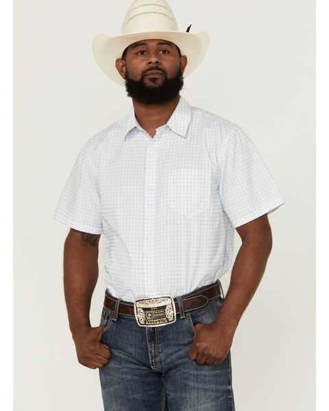 Image #1 - Gibson Men's Throwback Plaid Short Sleeve Button-Down Western Shirt , Cream, hi-res