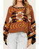 Image #3 - Cotton & Rye Women's Southwestern Print Poncho Sweater, Brown, hi-res