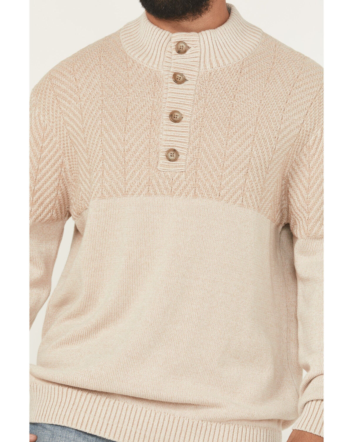 Image #3 - Cinch Men's Solid Button-Down Sweater, Cream, hi-res