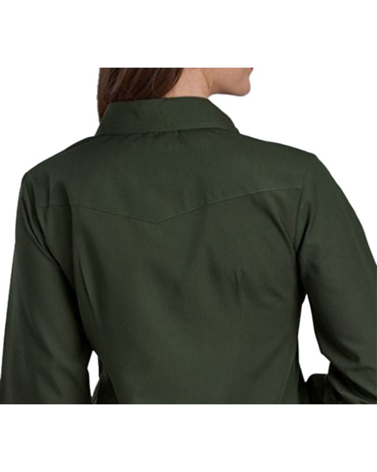 Image #2 - Roper Women's Solid Long Sleeve Snap Western Shirt, Dark Green, hi-res