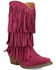 Image #1 - Dingo Little Girls' Wild Child Suede Fringe Western Boots - Snip Toe, Pink, hi-res