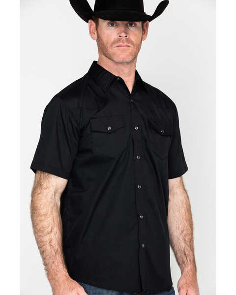 Image #5 - Gibson Men's Solid Short Sleeve Western Shirt - Tall, Black, hi-res