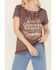 Image #3 - Blended Women's Whiskey Lace-Up Graphic Tee, Burgundy, hi-res