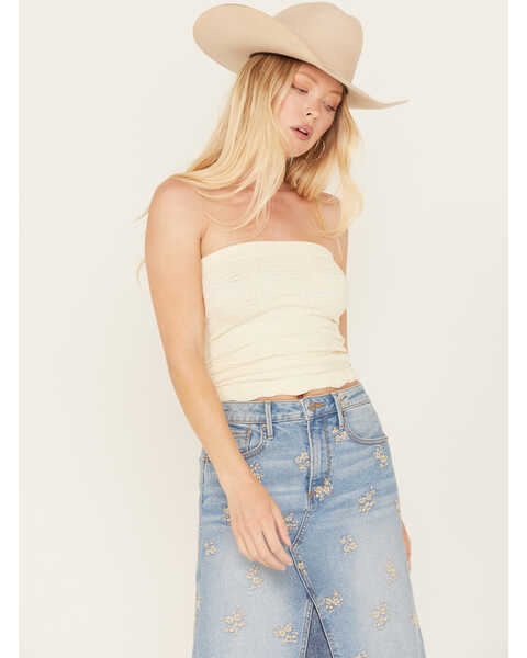 Image #1 - Free People Women's Love Letter Tube Top, Ivory, hi-res