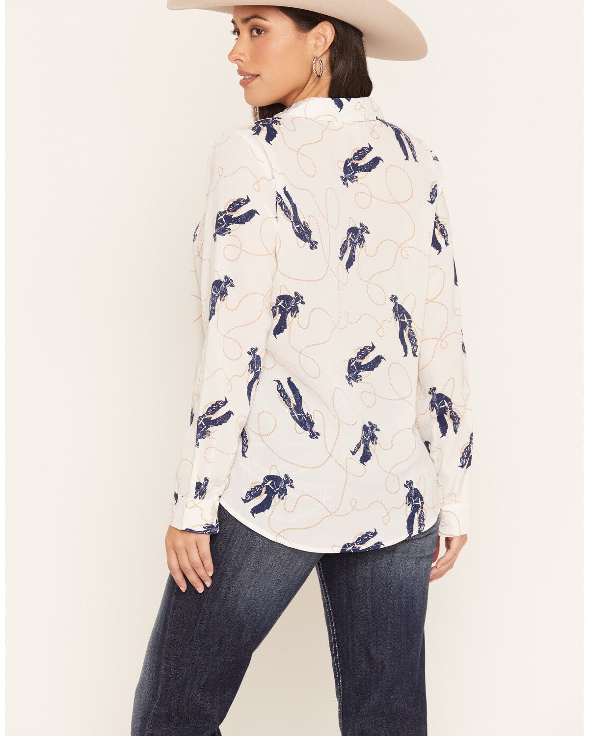 Image #4 - Ariat Women's Buckaroo Boss Homestyle Long Sleeve Button-Down Western Shirt, White, hi-res