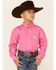 Cinch Boys' Hot Pink Long Sleeve Shirt, Pink, hi-res