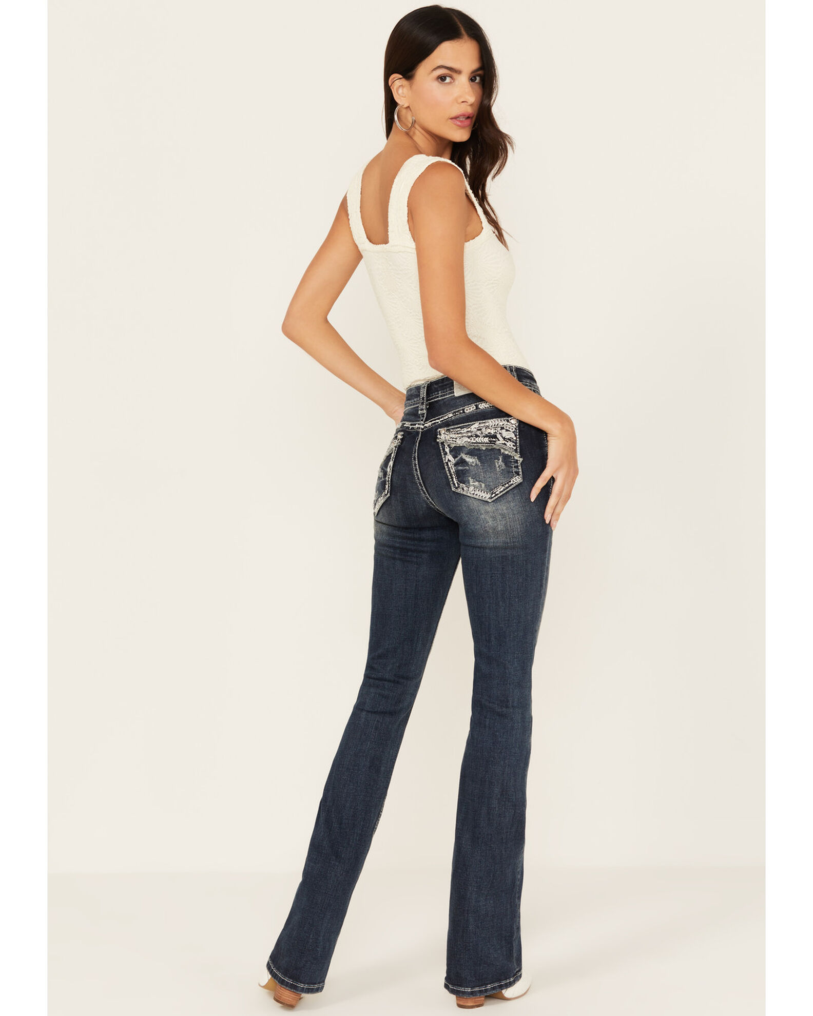 Grace in LA Women's Medium Wash Mid Rise Stretch Bootcut Jeans