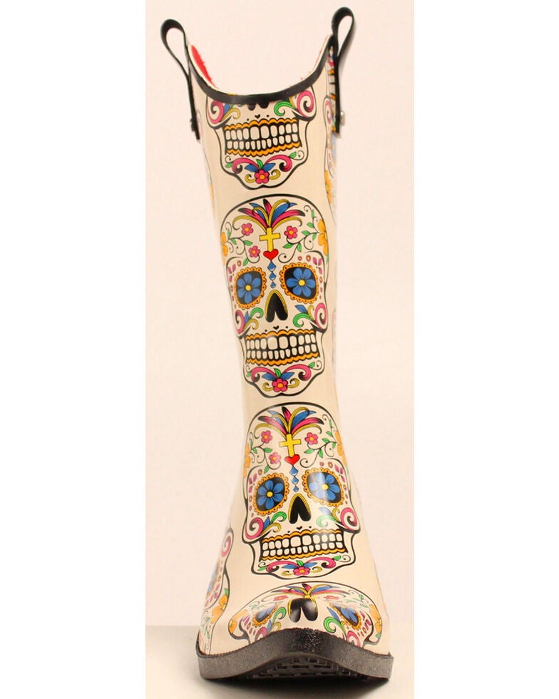 sugar skull rain boots